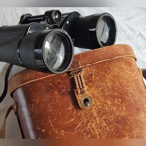 Carl Zeis Jena Binoctar 704826 7x50 Rare Antique Binoculars w/ Leather Case